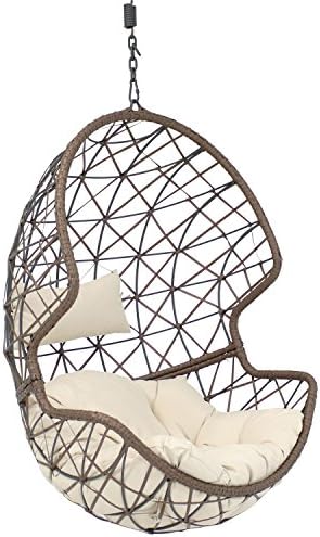 Sunnydaze Decor AJ-680 Danielle Hanging Egg Chair Bei