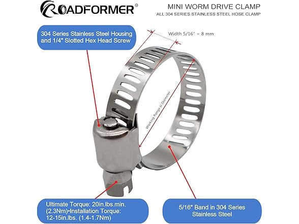 5/8-1-1/16 Hose Clamp SS 16Pk SAE10
