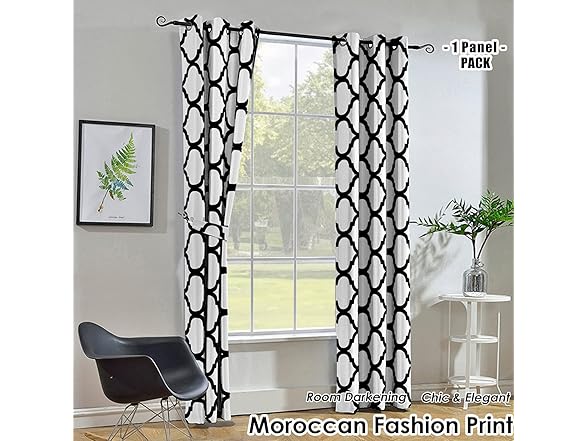 Melodieux White/Black Blackout Curtain 42"x63"