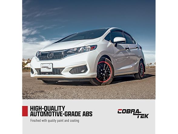 Cobra-Tek 099-KC 4PC Hubcaps JDM Black/Red- Choose Size