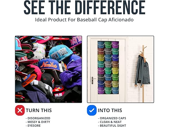 24 Pocket Over Door Hat Organizer