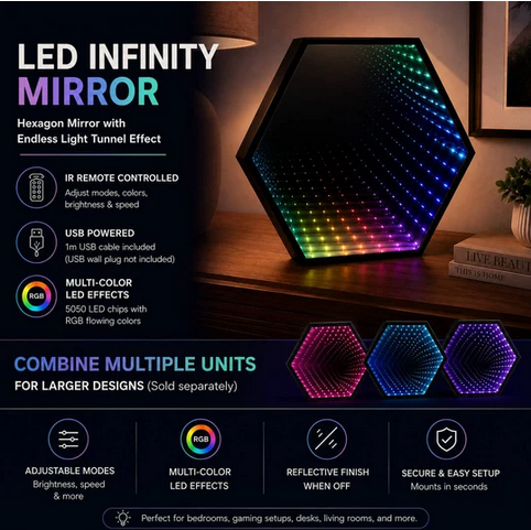 Prime Connect USB Powered LED Infinity Mirror with Remote - Gallery 6