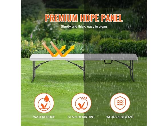 VEVOR Plastic 6' Folding Bench