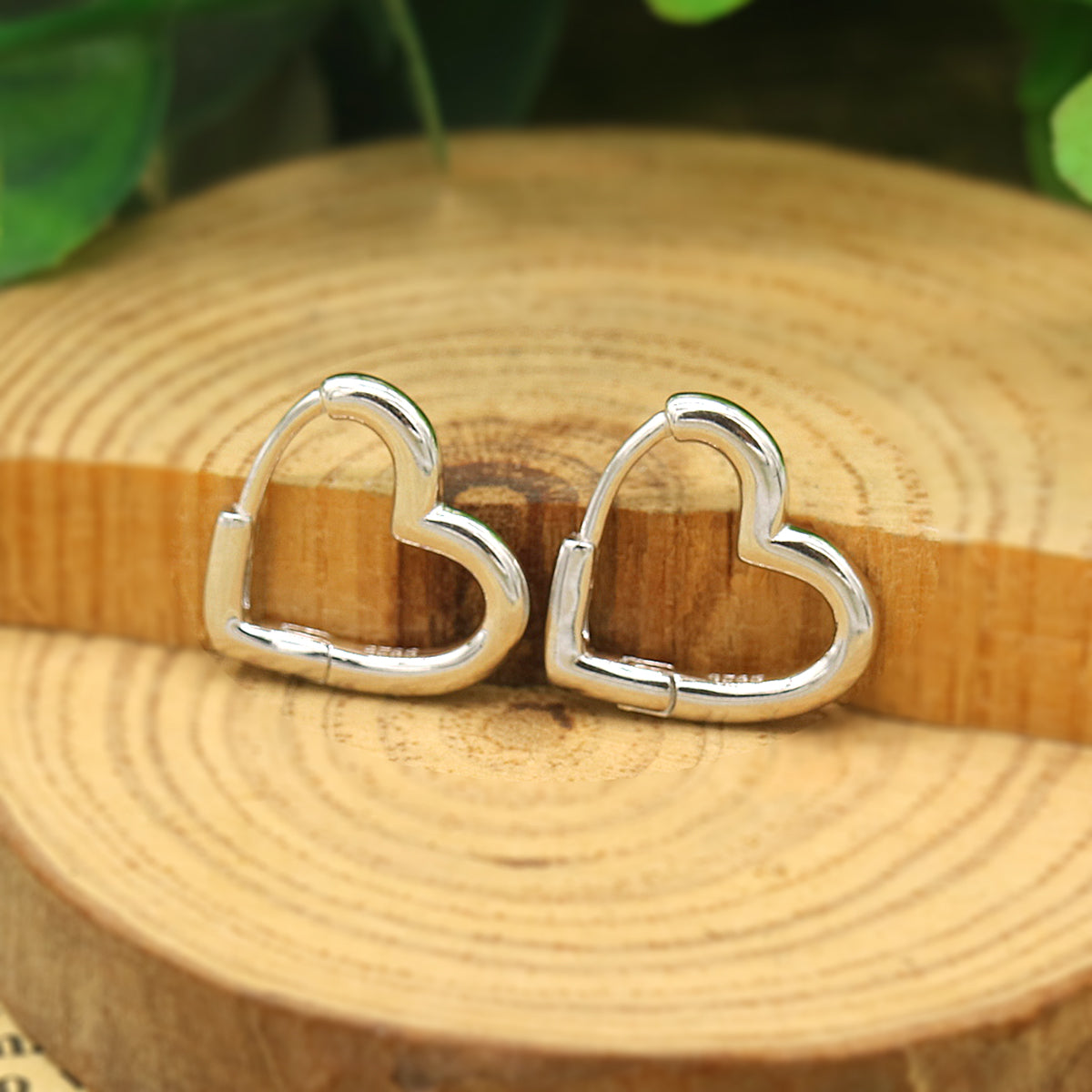 Gold Plated Heart Shaped Hoop Earring - Gallery 4