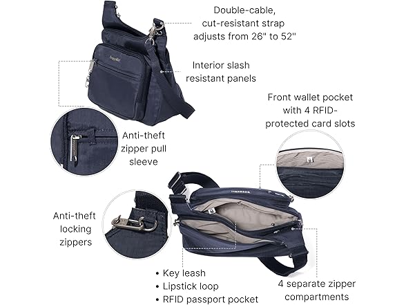 Baggallini Securtex AntiTheft Crossover Crossbody Bag