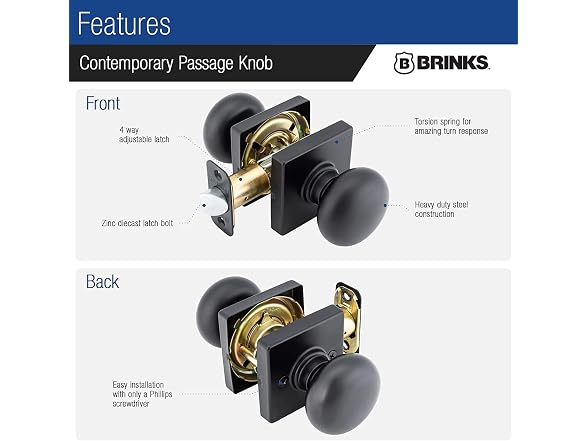 BRINKS Contemporary Passage Ball Knob Black 6pk