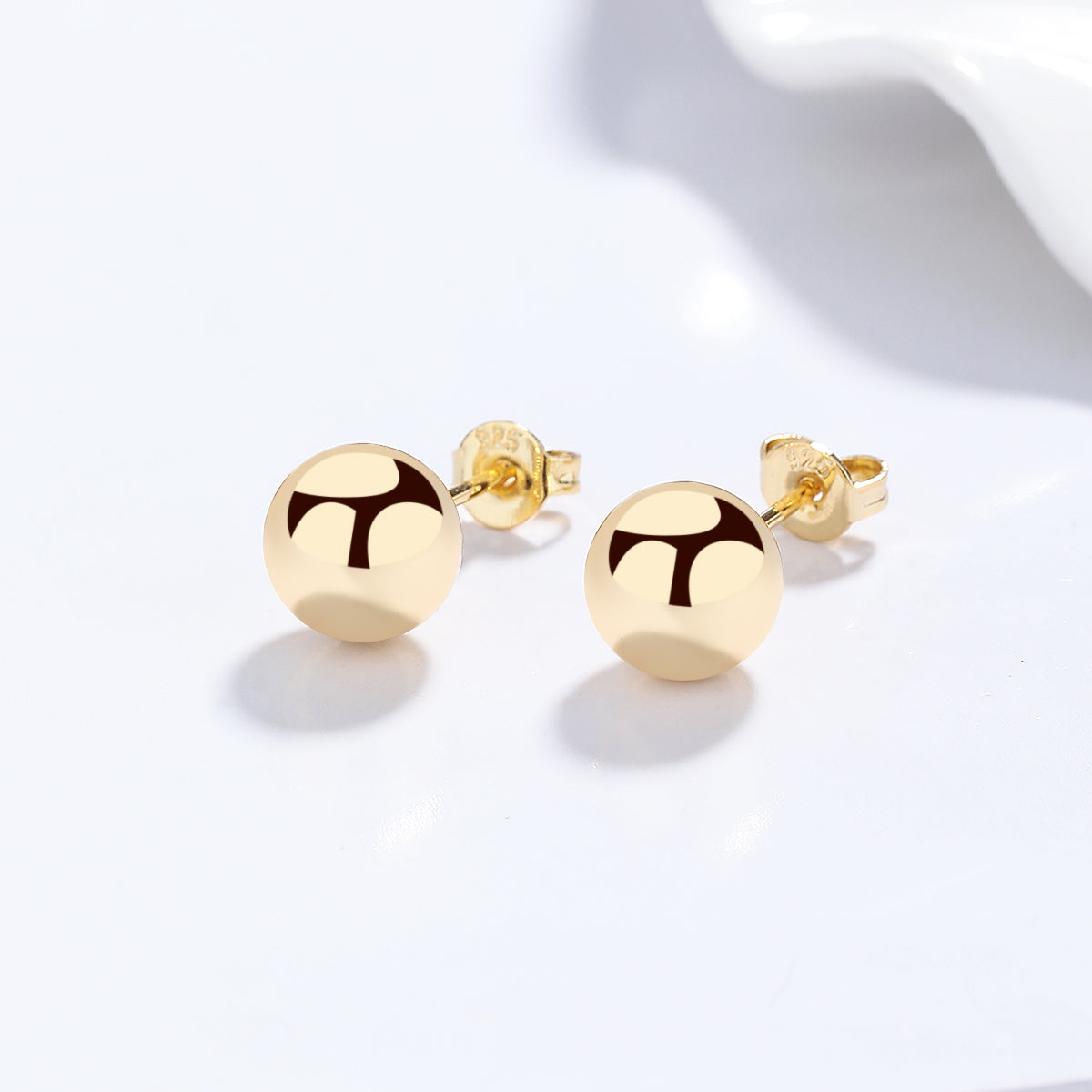 14K Gold Ball Stud Earrings - Gallery 5