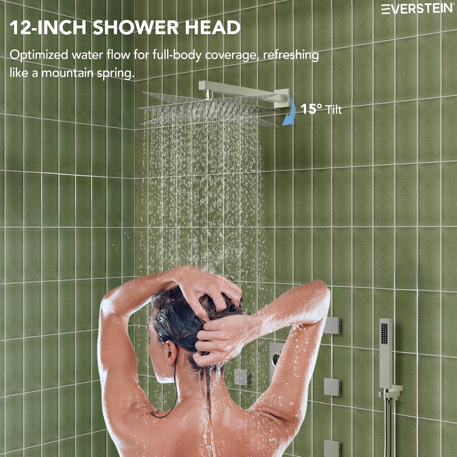 EVERSTEIN SFS-1014-NK12 12" Brushed Nickel Shower System - Gallery 18