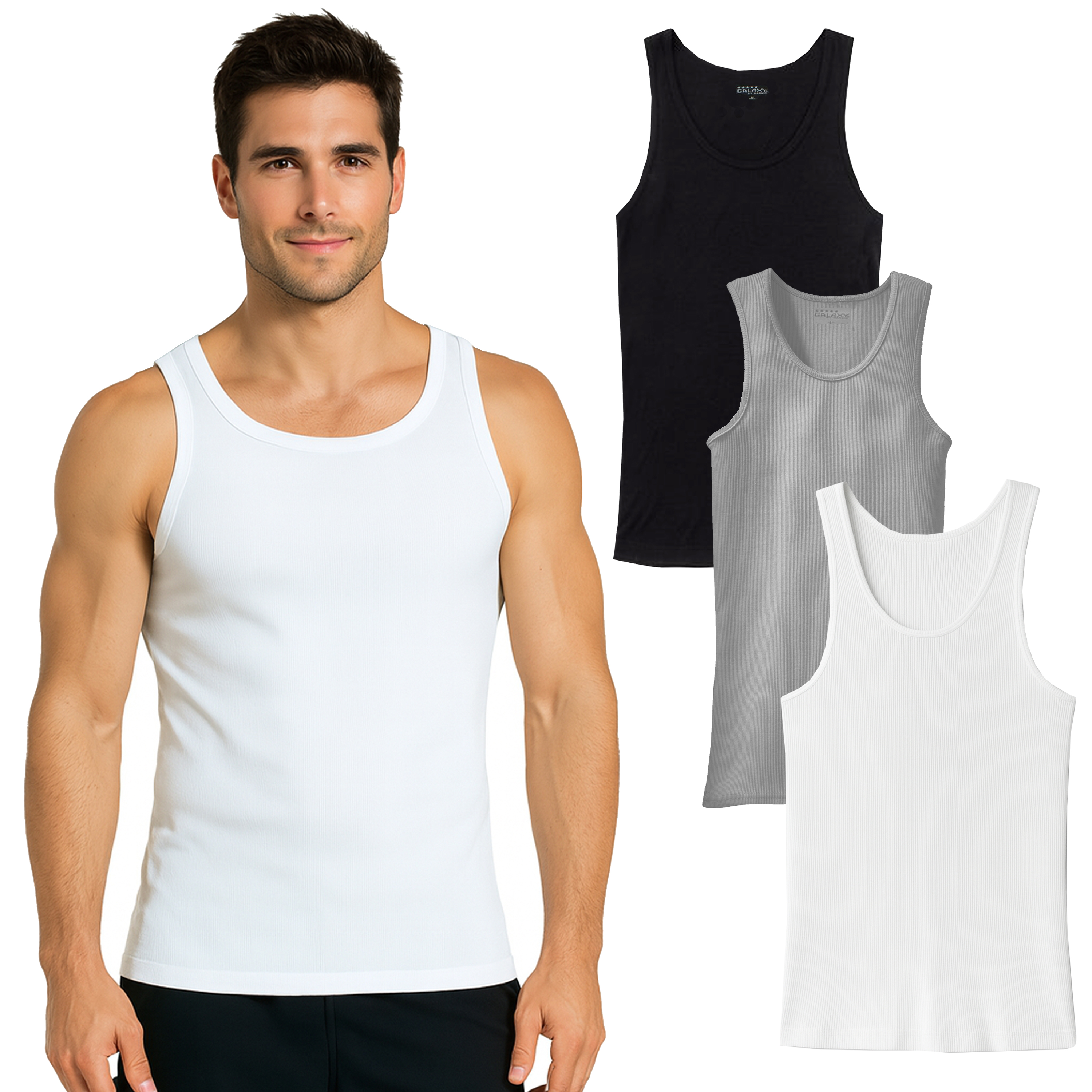 Mens Ribbed Classic Tank Tops (S-2XL) - Gallery 16