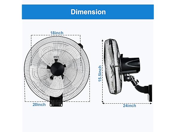 Simple Deluxe 18" Metal Wall Mount Fan