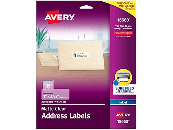 Avery Avery Matte Clear Address Labels, 5 Pack