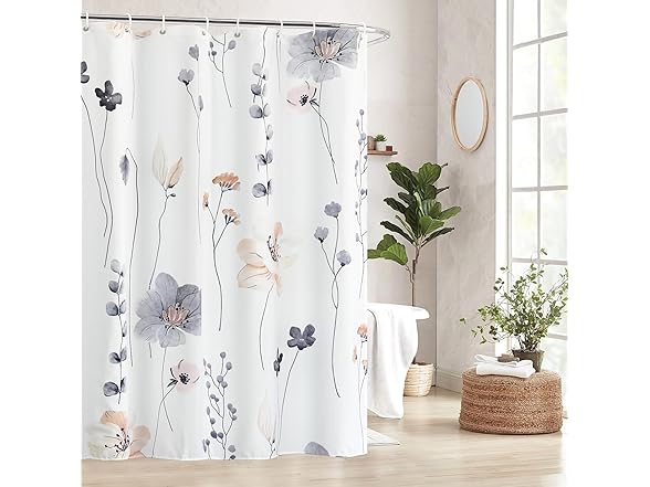 Floral Shower Curtain Set Blue 72x72