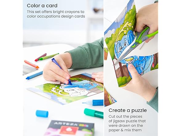 Arteza Kids Safari Puzzle Coloring Kit
