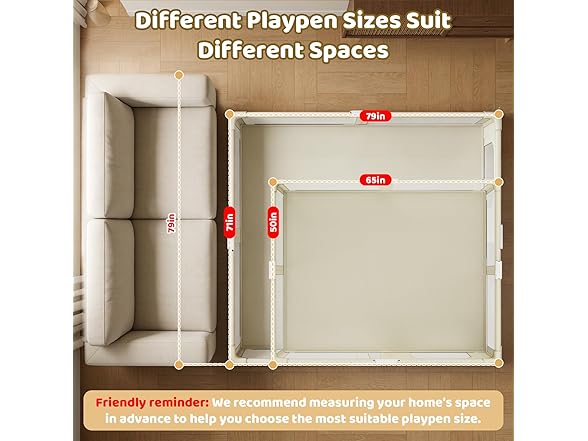 Abdtech Foldable Baby Playpen, Beige