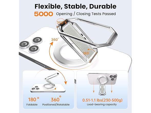 HYCZAAE Silver 4-in-1 Phone Grip Stand