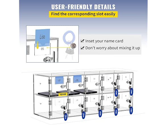 Cell Phone Storage Locker, 10 Slots Acrylic