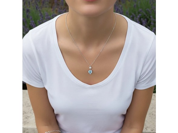 Heart Cut Aqua Moissanite Necklace