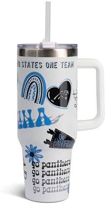 The Memory Company Official Licensed 40oz Team Spirit Stainless Steel Tumbler - Vacuum-Insulated Double-Wall Travel Cup With Handle and Straw Lid