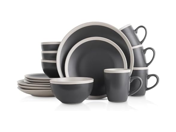 Stone Lain 16-Piece Dinnerware Set, Gray