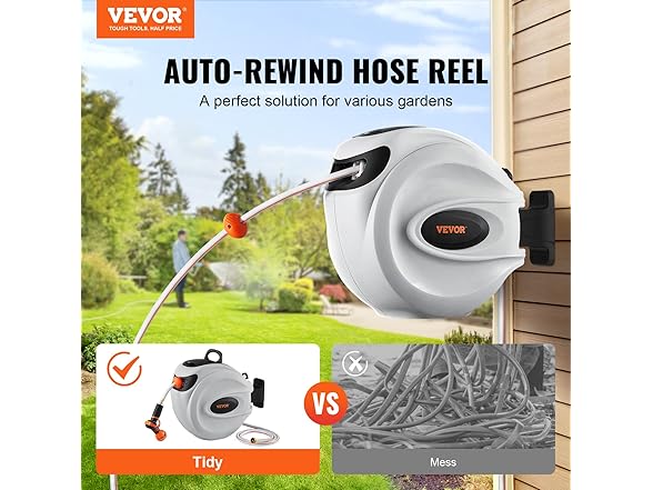 VEVOR Retractable Hose Reel, 65 ft