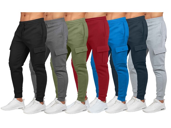 3Pk Mens Fleece-Lined Cargo Joggers