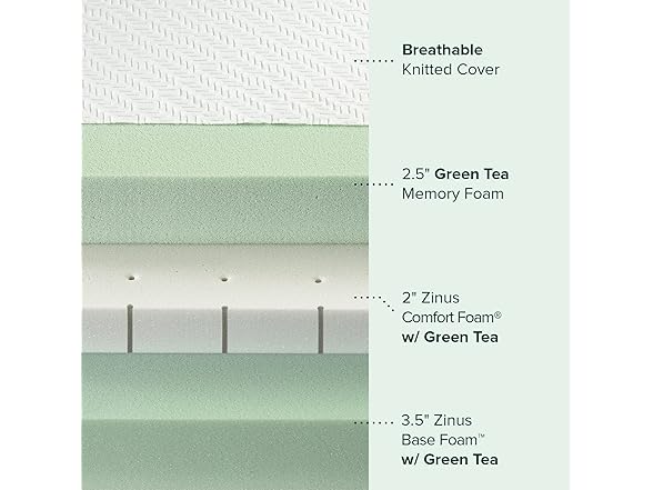 ZINUS 8 Inch Green Tea Luxe Memory Foam