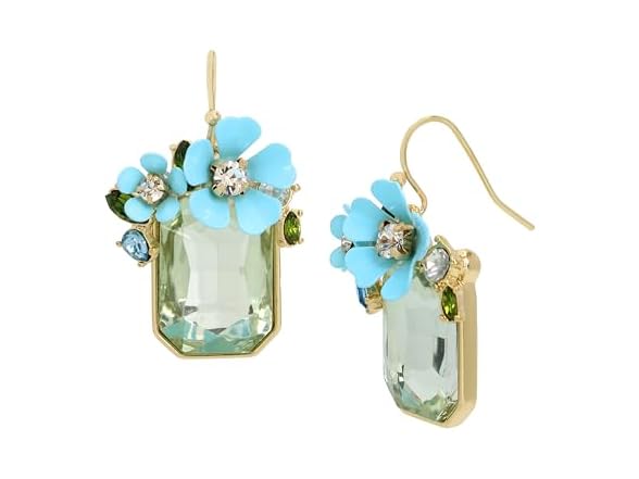 Betsey Johnson Womens Flower Gem Earrings