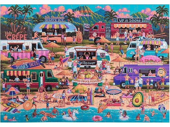 Hawaiian Food Truck Festival Wood Puzzle