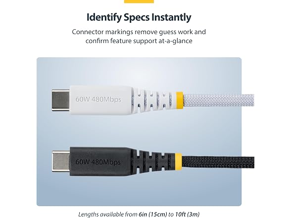 StarTech.com 10ft (3m) White USB-C Charging Cable