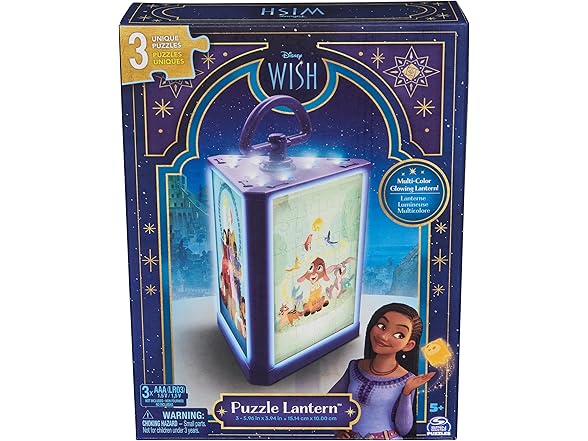 Disney Wish Puzzle Lantern, 3 24-Piece Puzzles
