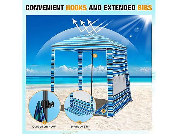 Beach Shade Canopy UPF 50+ 6x6 Blue