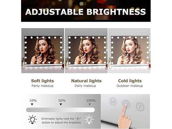 LilyHome 24.4"x 20.4" Vanity Mirror with Lights