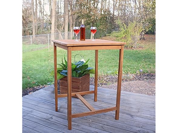Sunnydaze 2-Person Solid Teak Wood Square Table