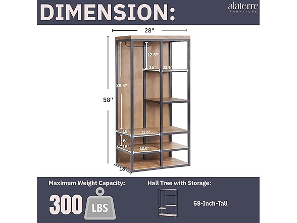 Lloyd Industrial Hall Tree with Storage