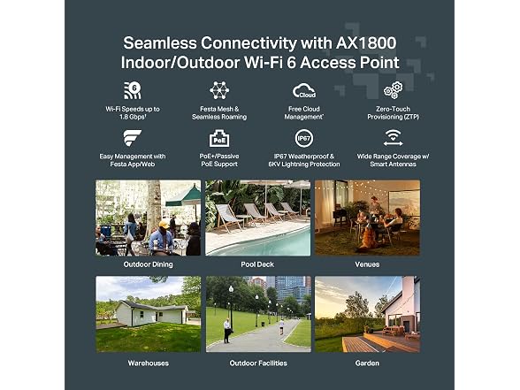 TP-Link Festa F61-Outdoor, AX1800 Dual Band Wireless Outdoor Access Point