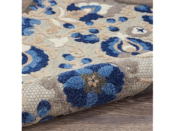 Nourison Home Aloha Indoor/Outdoor Natural/Blue 7'