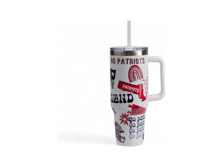 The Memory Company Official Licensed 40oz Team Spirit Stainless Steel Tumbler - Vacuum-Insulated Double-Wall Travel Cup With Handle and Straw Lid