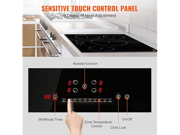 VEVOR Electric Cooktop, 4 Burners, 30''