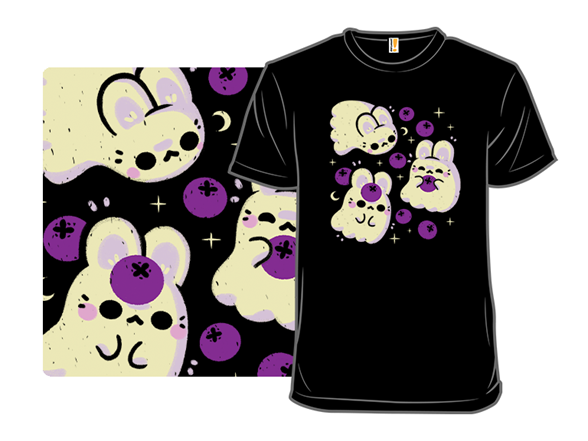 Cute Bunny Ghosts and Blueberries