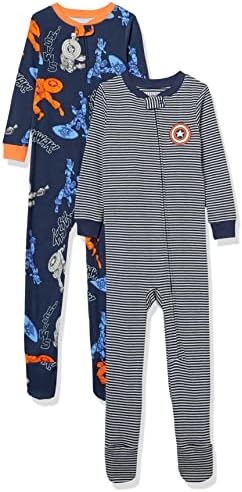 Amazon Essentials Kid's Baby Unisex Disney Footed Sleepers Baby Costume, 2-Pack Marvel Captain America, 2T