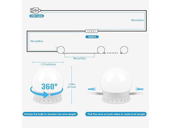LED Vanity Lights For Mirror, 10 Dimmable Bulbs