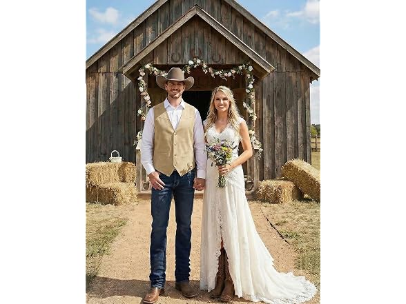 Coofandy Men (S) Western Vest Suede Cowboy Vest