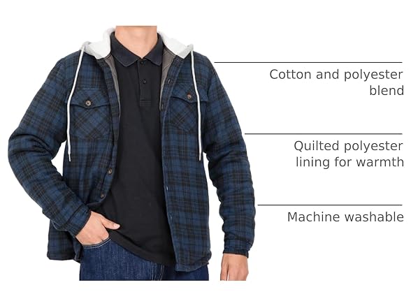 Zenthace Men (L) Quilted Flannel Shirt Jacket Coat
