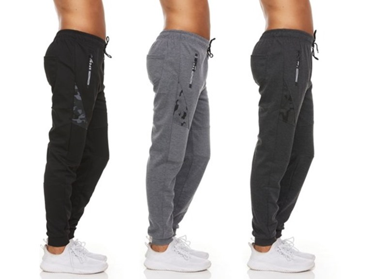 G-man Men's Moisture Wicking Jogger Pants with Zipper Pockets (3-Pack) 