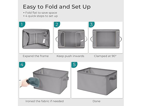 STORAGEIDEAS Storage Basket Bins with Metal Frame Grey