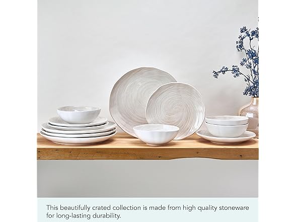 Mikasa Harley 12 Piece Stoneware Hand-Crafted Dinnerware White