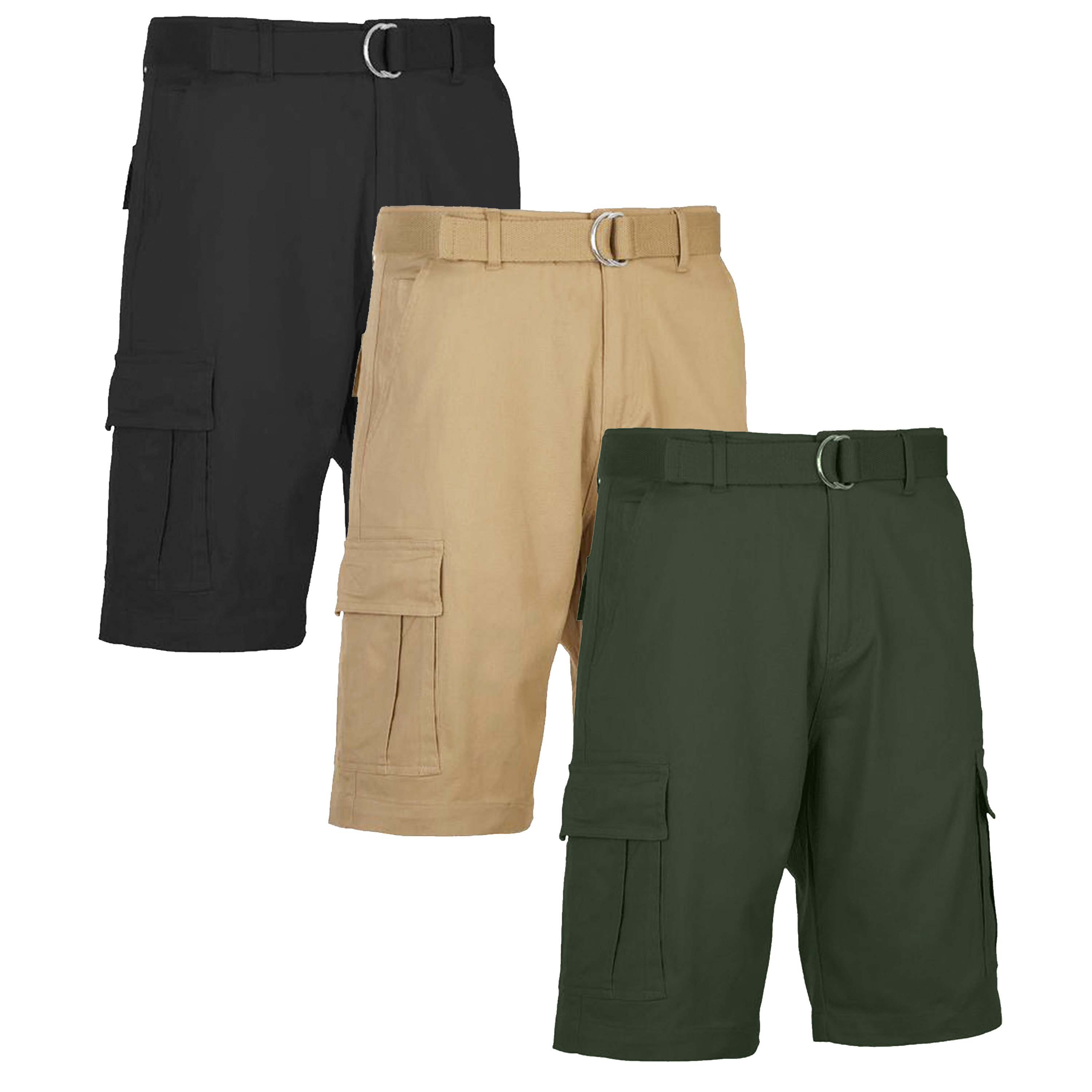 3Pk Mens Cotton Stretch Cargo Shorts (30-42) - Gallery 21