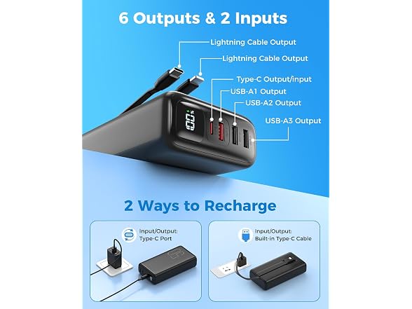 Portable Charger 40000mAh Power Bank (pink or black)