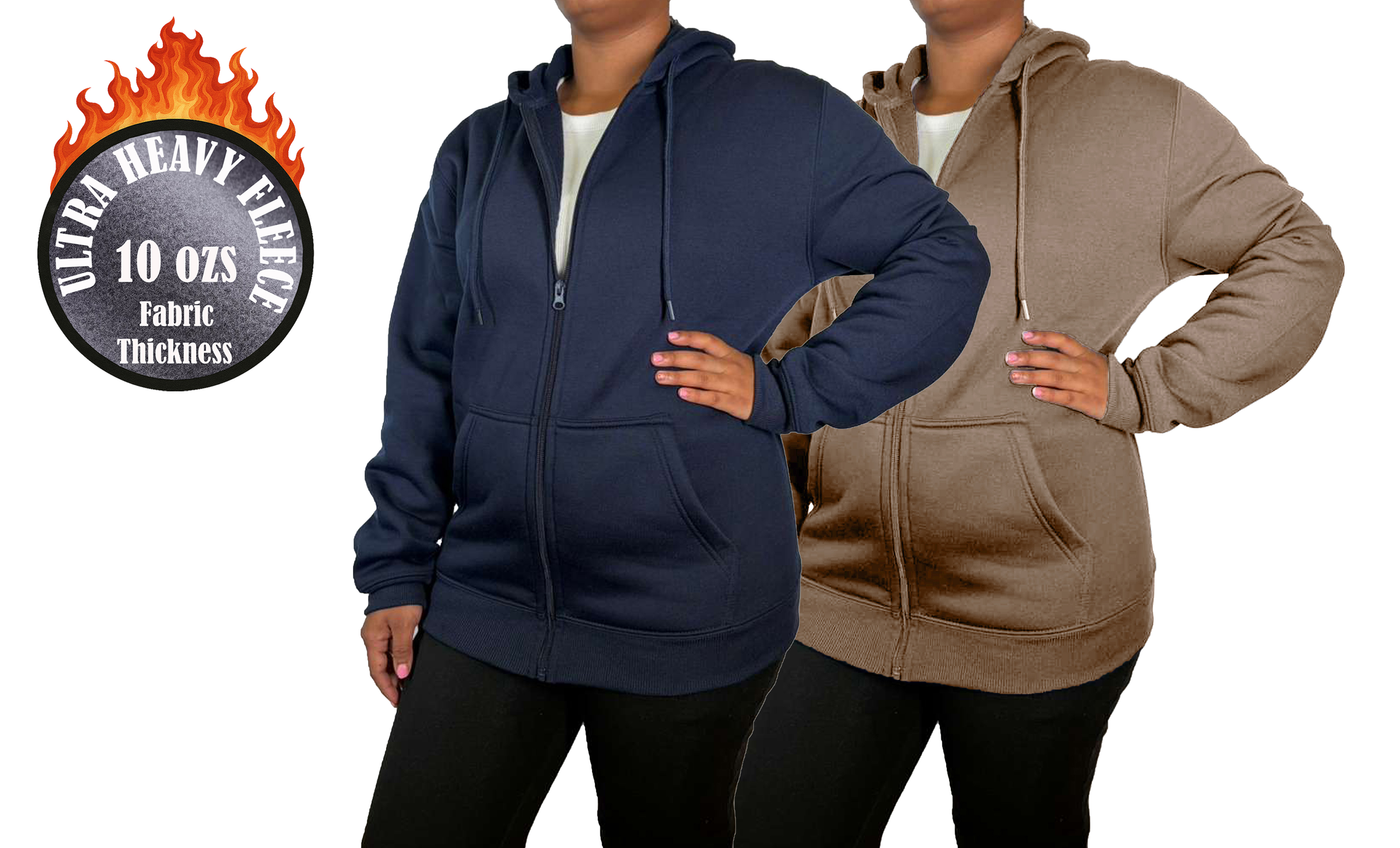 Womens Heavyweight Fleece-Lined Full Zip Hoodie - Gallery 26