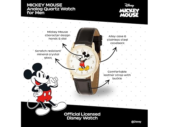 Disney Men Mickey Mouse Articulating Hands Watch